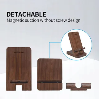 PLEHOOD Houten Telefoonstandaard Walnoot Compatibel iPhone — miniatuur 4