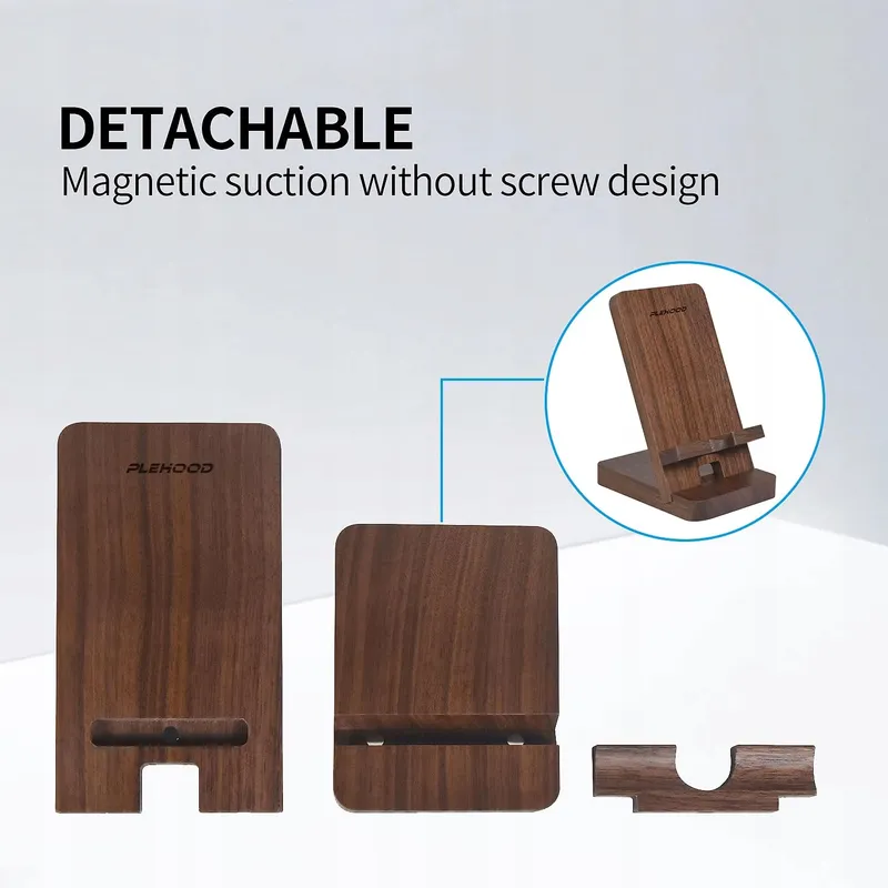 PLEHOOD Houten Telefoonstandaard Walnoot Compatibel iPhone — foto 4