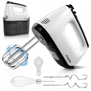 FOHERE Handmixer 400W 6 Snelheden Turbo Stil Wit Staal — miniatuur 1