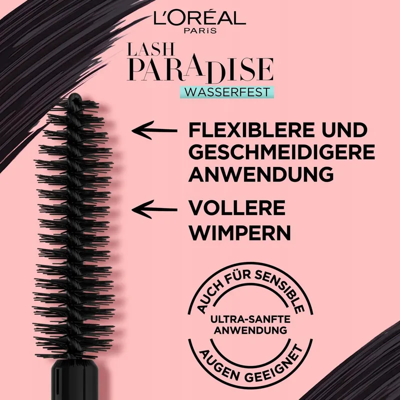 L'ORÉAL PARIS Lash Paradise Waterproof Mascara Gevoelige Ogen Zwart — foto 3