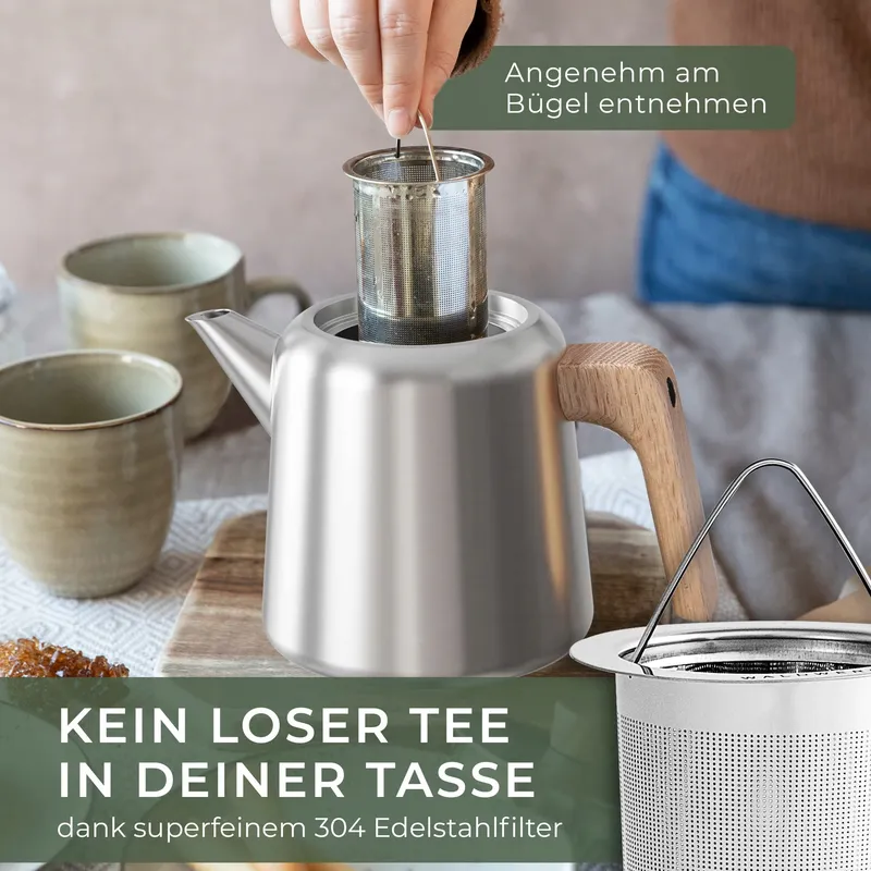 WALDWERK Theepot met Warmhouder 1,1L Roestvrij Staal 304 — foto 4