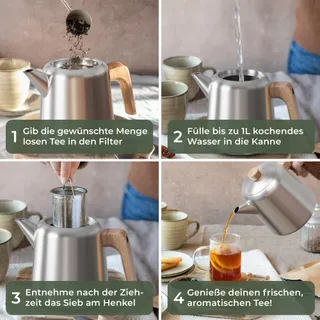 WALDWERK Theepot met Warmhouder 1,1L Roestvrij Staal 304 — miniatuur 6