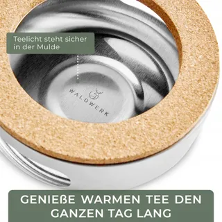 WALDWERK Theepot met Warmhouder 1,1L Roestvrij Staal 304 — miniatuur 3