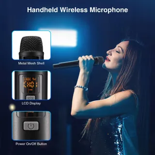 JAMELO Draadloze UHF Microfoonset Karaoke Zang Kerk Bruiloft — miniatuur 3