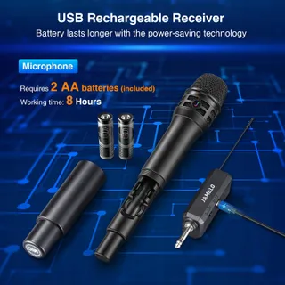 JAMELO Draadloze UHF Microfoonset Karaoke Zang Kerk Bruiloft — miniatuur 5