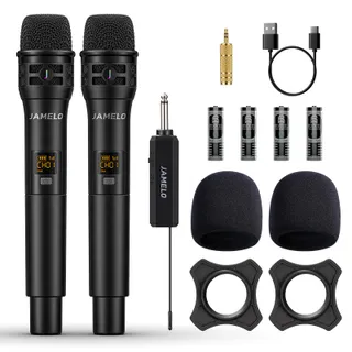 JAMELO Draadloze UHF Microfoonset Karaoke Zang Kerk Bruiloft — miniatuur 1