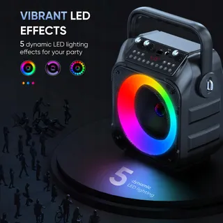 SINGINGMATE Draagbare Bluetooth Karaoke Speaker Microfoons LED — miniatuur 4