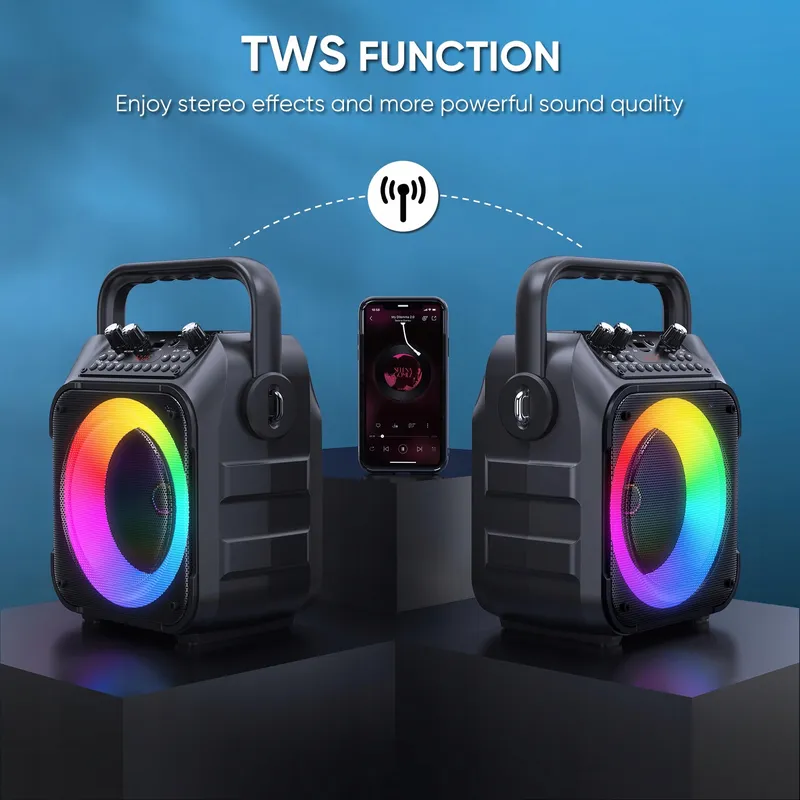 SINGINGMATE Draagbare Bluetooth Karaoke Speaker Microfoons LED — foto 3