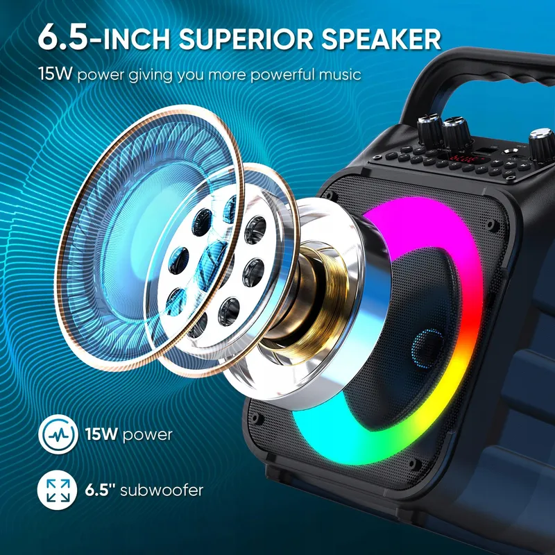SINGINGMATE Draagbare Bluetooth Karaoke Speaker Microfoons LED — foto 2