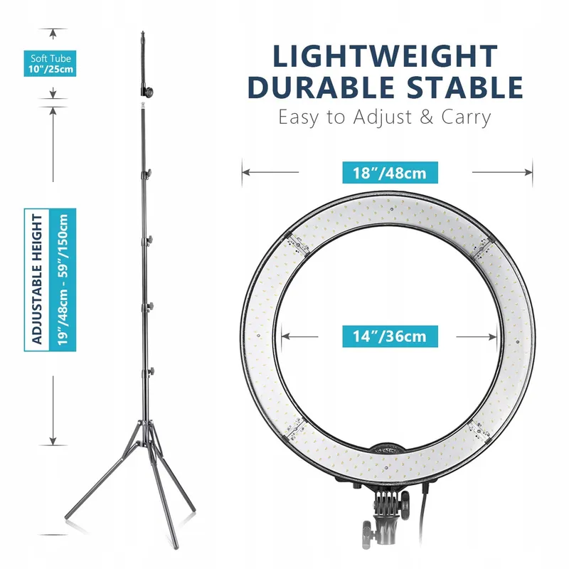 NEEWER Ringlicht Kit LED 18 Inch 52W 5500K Statief Bluetooth — foto 3