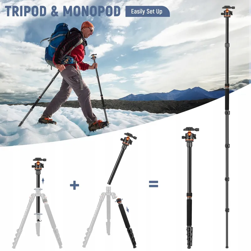 VICTIV Camerastatief 198cm Aluminium Reisstatief DSLR iPhone — foto 8