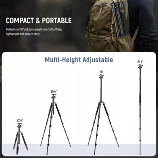 VICTIV Camerastatief 198cm Aluminium Reisstatief DSLR iPhone — miniatuur 2