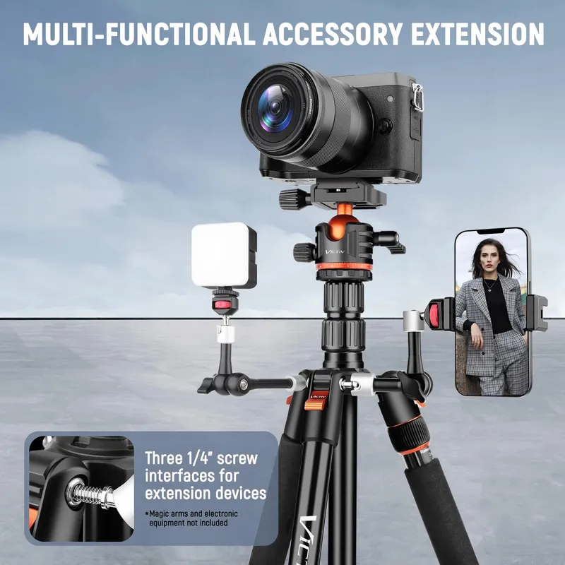 VICTIV Camerastatief 198cm Aluminium Reisstatief DSLR iPhone — foto 3