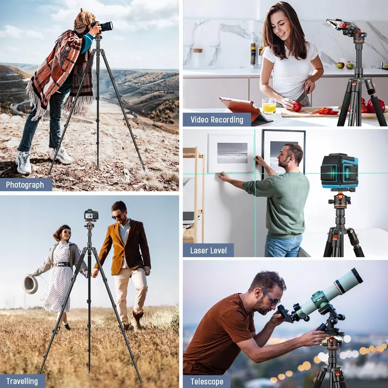 VICTIV Camerastatief 198cm Aluminium Reisstatief DSLR iPhone — foto 5