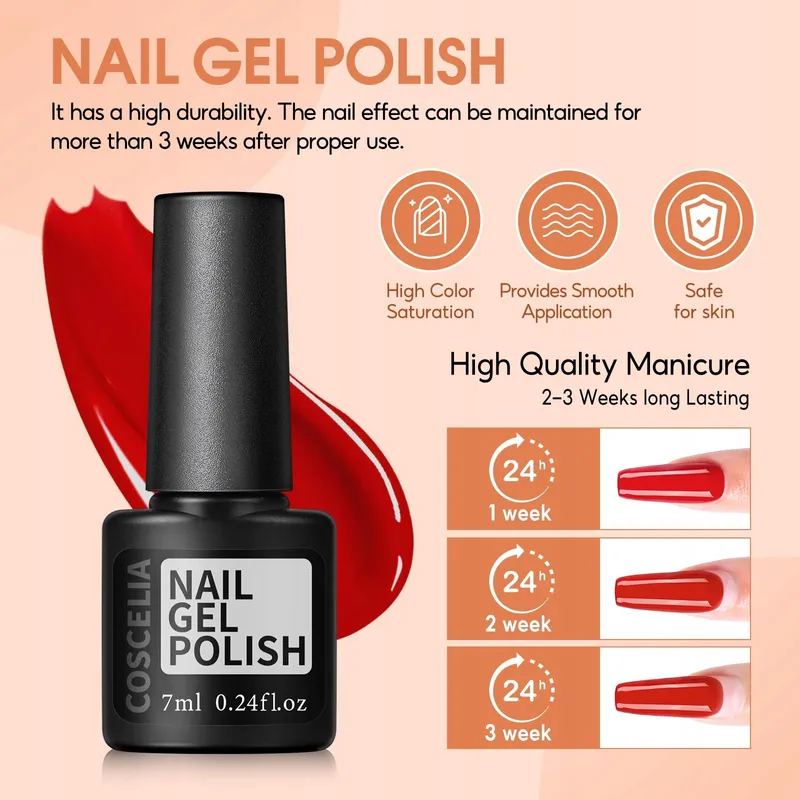 COSCELIA UV Nagellak Set met Lamp 35 Kleuren Vijl Base Top — foto 8