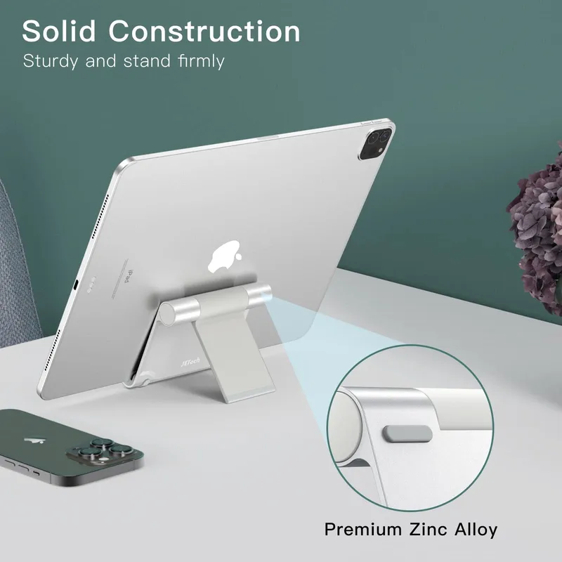 JETech Verstelbare Tabletstandaard iPad Galaxy Tab Zilver — foto 5