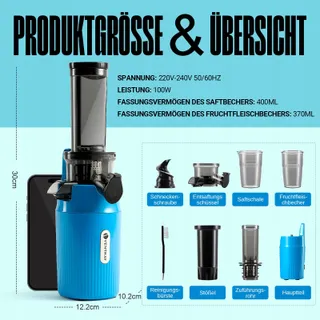 VENTRAY Ginnie Slow Juicer 100W Hemelsblauw — miniatuur 8