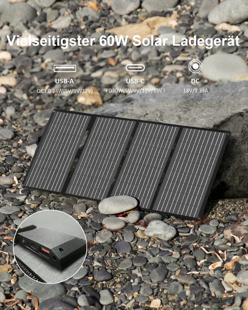 ELECAENTA 60W Draagbare Zonneoplader Opvouwbaar IP68 — foto 6