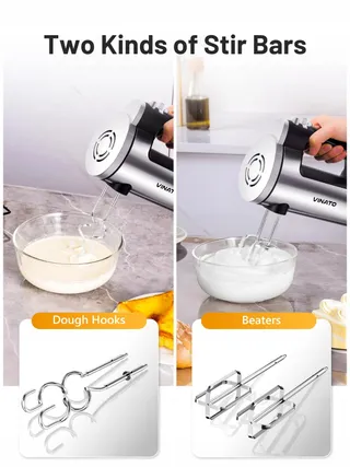 VINATO Handmixer 300W 6 Snelheden 2 Gardes en Deeghaken — miniatuur 3