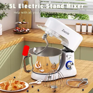 ZUCCIE Keukenmachine 5L Stil Mixer 3 Gereedschappen Spatbescherming — miniatuur 8