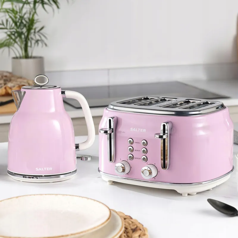 SALTER Retro Waterkoker 1,7L 3kW 360° Basis Kalkfilter Roze — foto 3