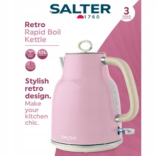 SALTER Retro Waterkoker 1,7L 3kW 360° Basis Kalkfilter Roze — miniatuur 2