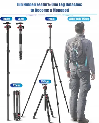 CAMBOFOTO 173cm Aluminium Statief 360° Kop iPad Houder — miniatuur 5