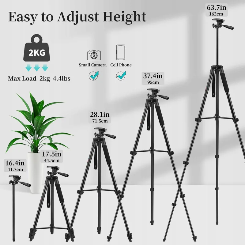 JOILCAN Aluminium Statief 161cm Smartphone Camera Bluetooth — foto 2