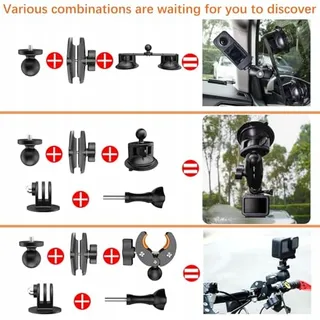 UNSTINCER Autohouder Selfiestick 118cm voor Insta360 GoPro Akaso — miniatuur 2