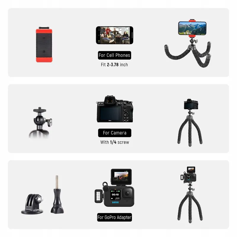 ATAY Mini Reisstatief Telefoon Flexibel voor GoPro Camera's — foto 3