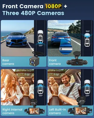 NHOPEEW Dashcam 4-Kanaals 1080P 360° 3" Scherm G-Sensor 64GB — miniatuur 3