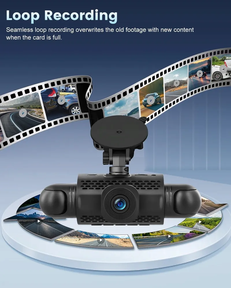 NHOPEEW Dashcam 4-Kanaals 1080P 360° 3" Scherm G-Sensor 64GB — foto 5