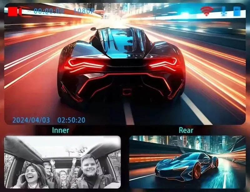 NHOPEEW Dashcam 4-Kanaals 1080P 360° 3" Scherm G-Sensor 64GB — foto 10
