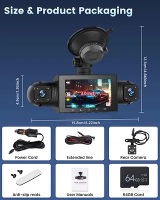 NHOPEEW Dashcam 4-Kanaals 1080P 360° 3" Scherm G-Sensor 64GB — miniatuur 7