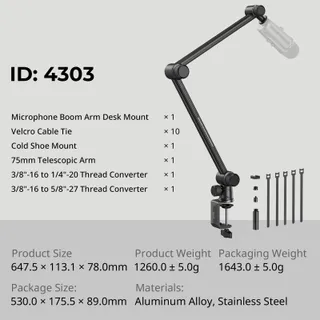 SMALLRIG Microfoonarm 360° Hydraulisch Podcast Streaming — miniatuur 7