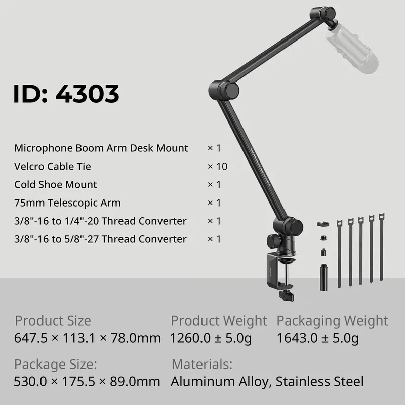 SMALLRIG Microfoonarm 360° Hydraulisch Podcast Streaming — foto 7