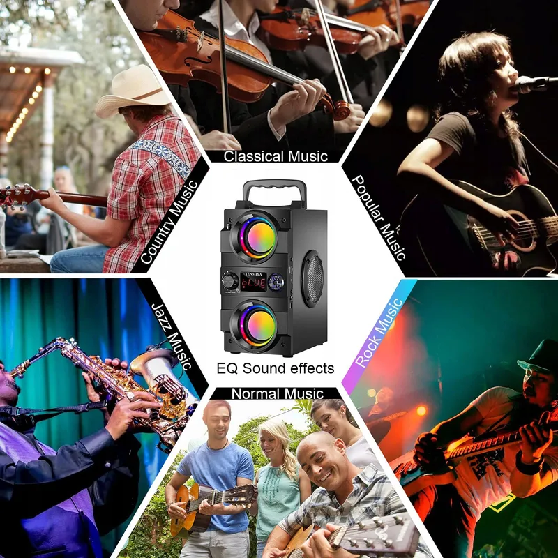 Bluetooth Speaker 40W Draagbaar Verlichting Stereo Bass — foto 6
