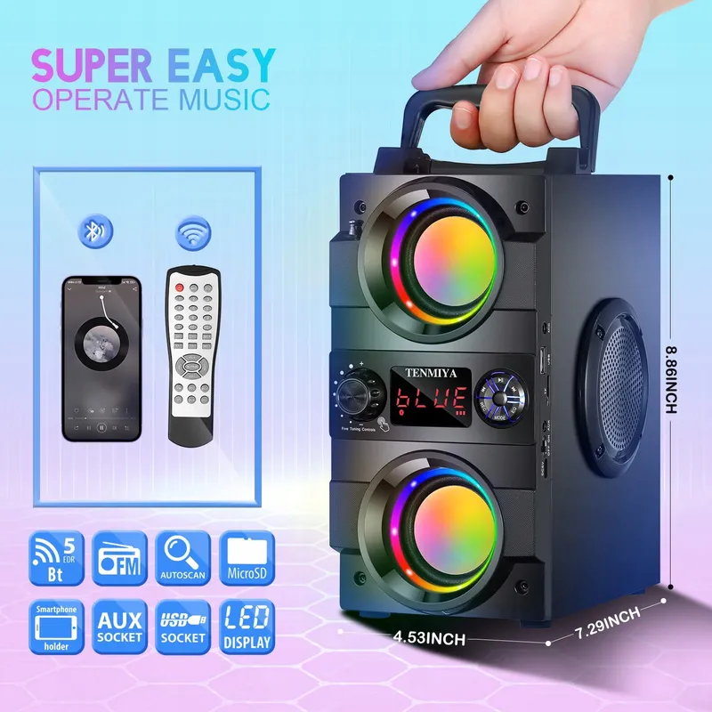 Bluetooth Speaker 40W Draagbaar Verlichting Stereo Bass — foto 2