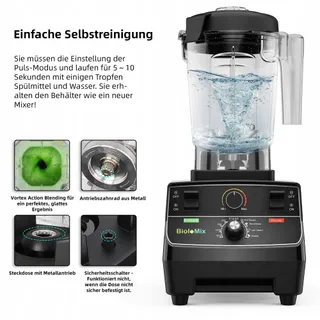 BIOLOMIX Krachtige Blender 2200W 2L 600ml BPA-Vrij Zelfreinigend — miniatuur 4
