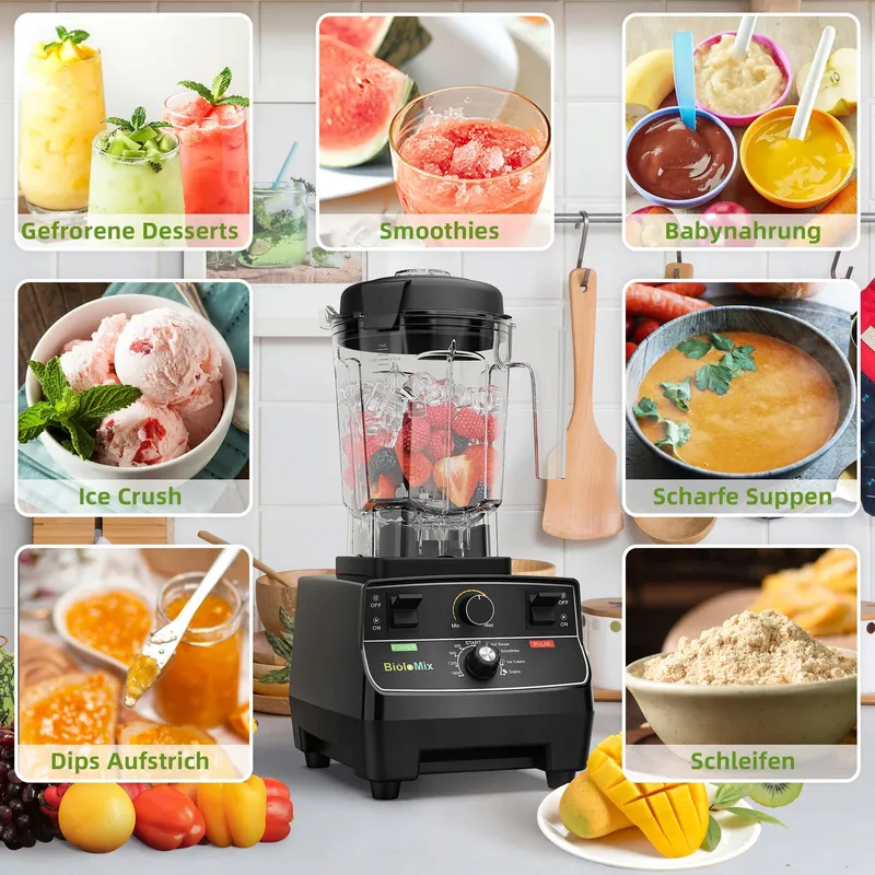 BIOLOMIX Krachtige Blender 2200W 2L 600ml BPA-Vrij Zelfreinigend — foto 6
