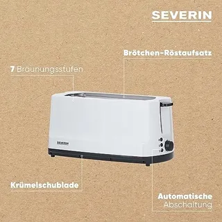 SEVERIN Langsleuf Broodrooster 4 Sneden Opwarmer Grijs Wit 1400W — miniatuur 5