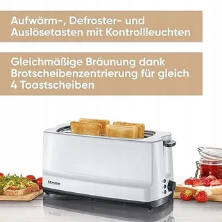 SEVERIN Langsleuf Broodrooster 4 Sneden Opwarmer Grijs Wit 1400W — miniatuur 3