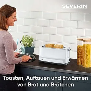 SEVERIN Langsleuf Broodrooster 4 Sneden Opwarmer Grijs Wit 1400W — miniatuur 4
