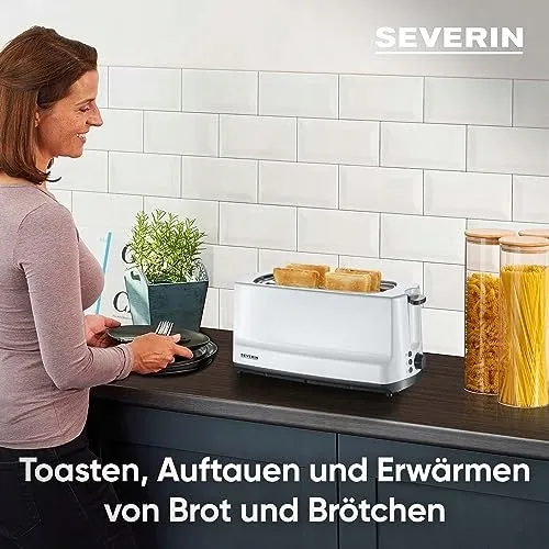 SEVERIN Langsleuf Broodrooster 4 Sneden Opwarmer Grijs Wit 1400W — foto 4