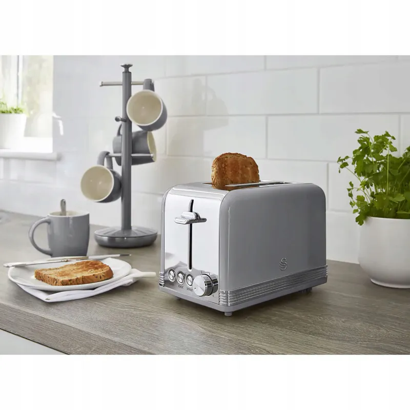 SWAN Retro Broodrooster 2-Slots Vintage 6 Standen Grijs 815W — foto 3