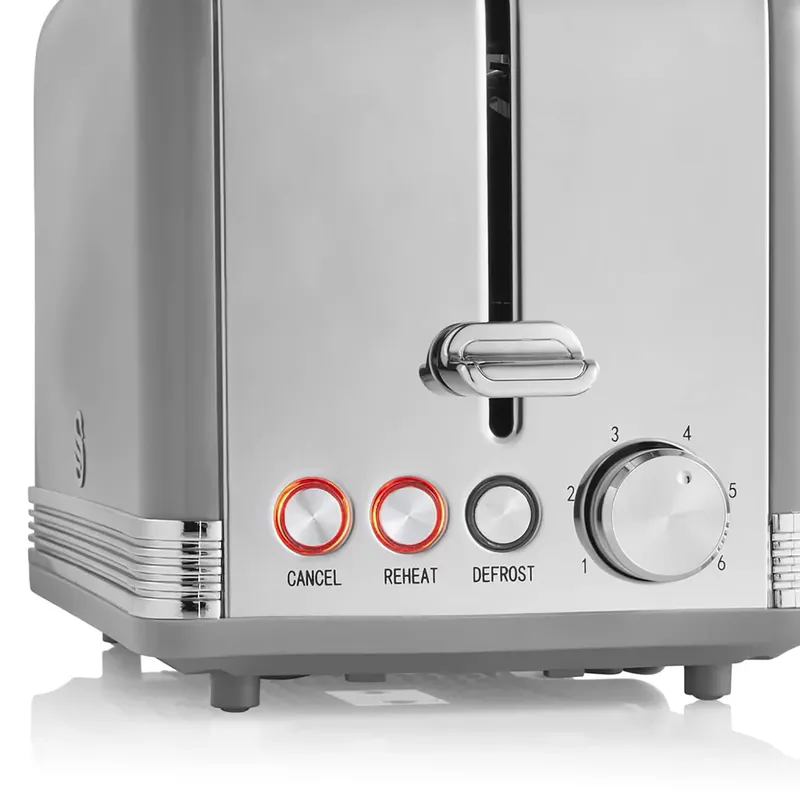 SWAN Retro Broodrooster 2-Slots Vintage 6 Standen Grijs 815W — foto 5