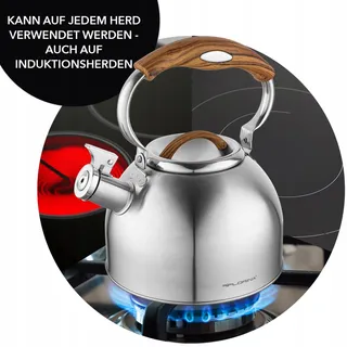 FLORINA JOE Waterkoker 2,5L RVS Houten Handvat Inductie Gas Elektrisch — miniatuur 3