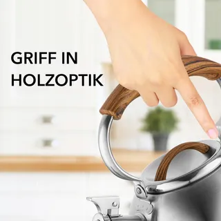 FLORINA JOE Waterkoker 2,5L RVS Houten Handvat Inductie Gas Elektrisch — miniatuur 4
