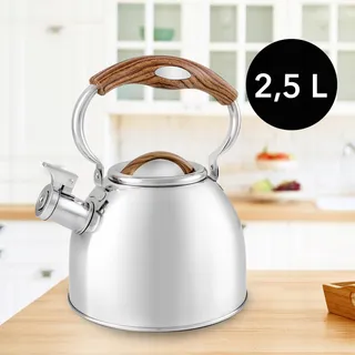 FLORINA JOE Waterkoker 2,5L RVS Houten Handvat Inductie Gas Elektrisch — miniatuur 7