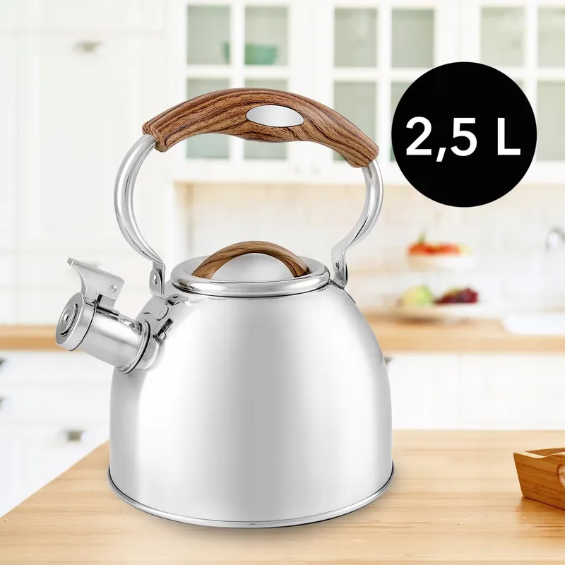 FLORINA JOE Waterkoker 2,5L RVS Houten Handvat Inductie Gas Elektrisch — foto 7